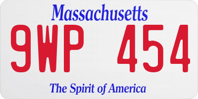 MA license plate 9WP454