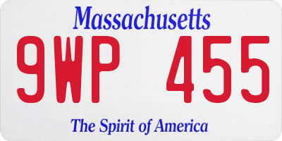 MA license plate 9WP455