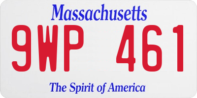 MA license plate 9WP461