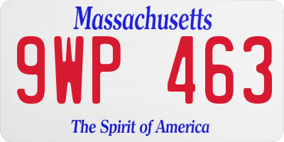 MA license plate 9WP463