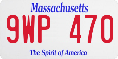 MA license plate 9WP470