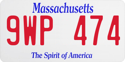 MA license plate 9WP474
