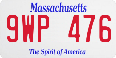 MA license plate 9WP476