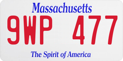 MA license plate 9WP477