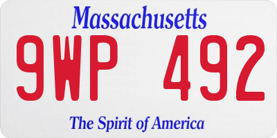 MA license plate 9WP492