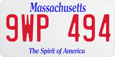 MA license plate 9WP494