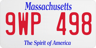 MA license plate 9WP498