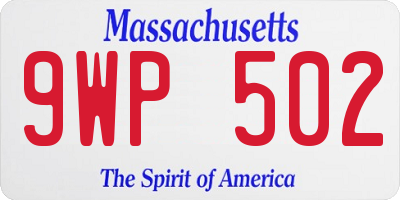 MA license plate 9WP502
