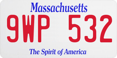 MA license plate 9WP532