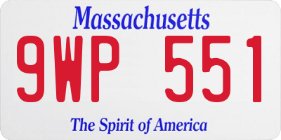 MA license plate 9WP551