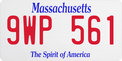 MA license plate 9WP561