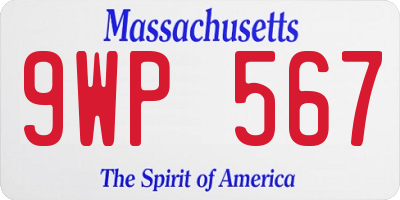 MA license plate 9WP567