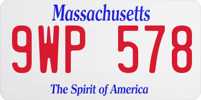 MA license plate 9WP578