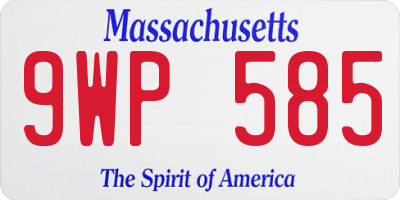 MA license plate 9WP585
