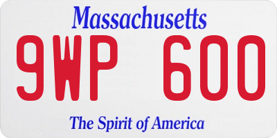 MA license plate 9WP600