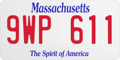 MA license plate 9WP611
