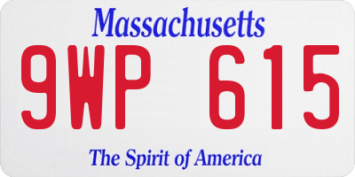 MA license plate 9WP615