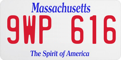 MA license plate 9WP616
