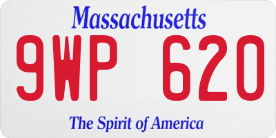 MA license plate 9WP620