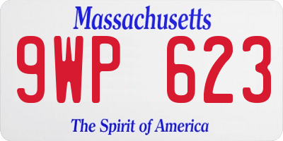 MA license plate 9WP623