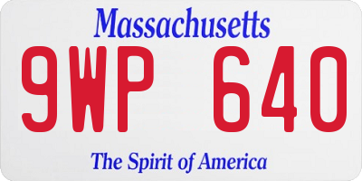 MA license plate 9WP640