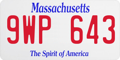 MA license plate 9WP643
