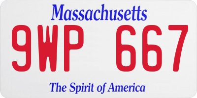 MA license plate 9WP667