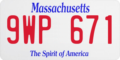 MA license plate 9WP671