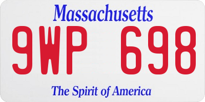 MA license plate 9WP698