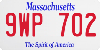 MA license plate 9WP702