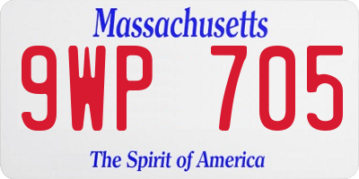 MA license plate 9WP705