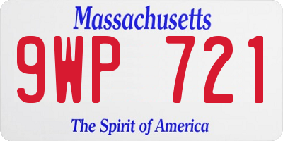 MA license plate 9WP721