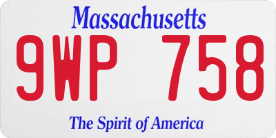 MA license plate 9WP758