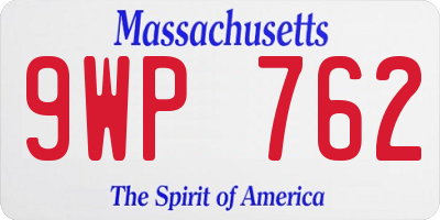 MA license plate 9WP762
