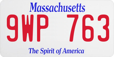 MA license plate 9WP763