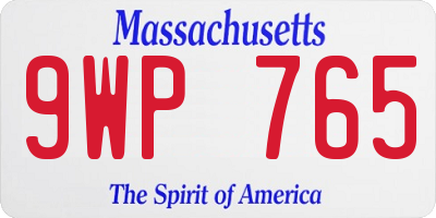 MA license plate 9WP765