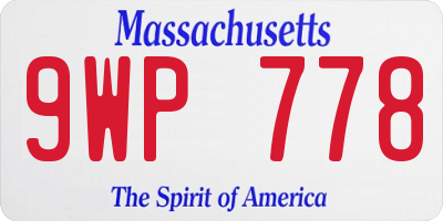MA license plate 9WP778