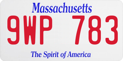 MA license plate 9WP783