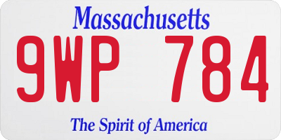 MA license plate 9WP784