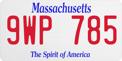 MA license plate 9WP785