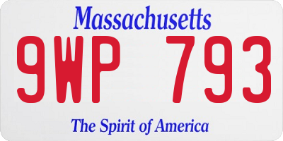 MA license plate 9WP793