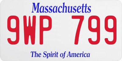 MA license plate 9WP799