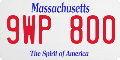 MA license plate 9WP800