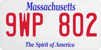 MA license plate 9WP802