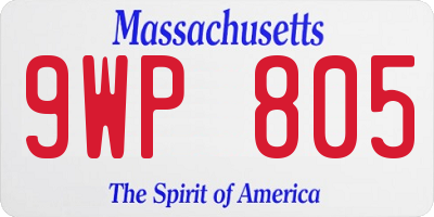 MA license plate 9WP805