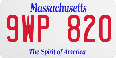 MA license plate 9WP820