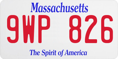 MA license plate 9WP826