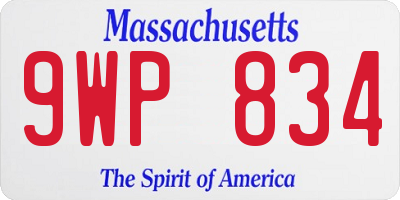 MA license plate 9WP834