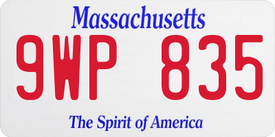 MA license plate 9WP835