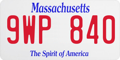 MA license plate 9WP840